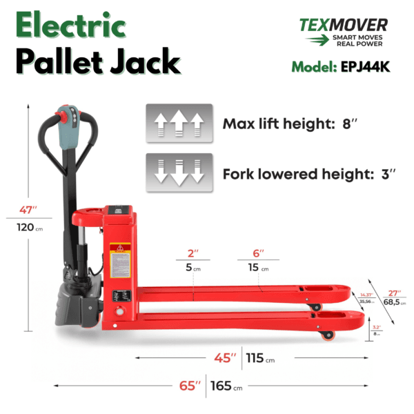 TEXMOVER EPJ44K Full Electric Pallet Jack – 4,400 lb, 48V Lithium