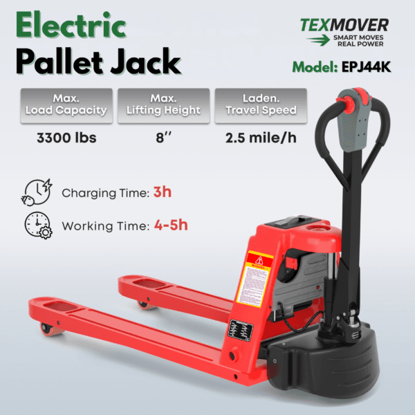 TEXMOVER EPJ44K Full Electric Pallet Jack – 4,400 lb, 48V Lithium
