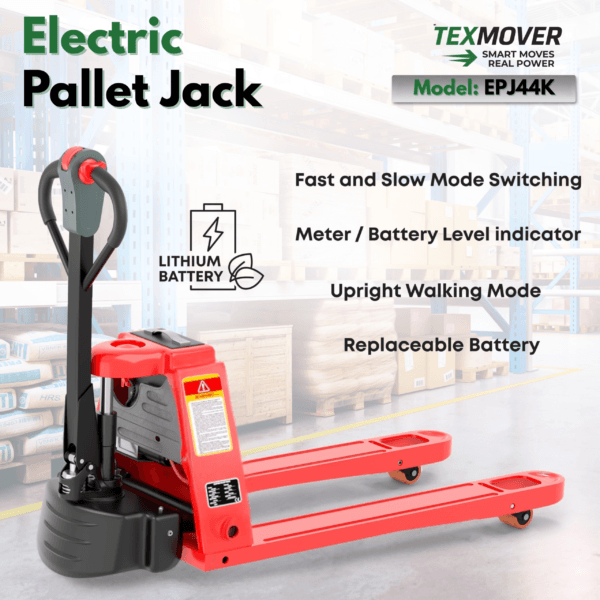 TEXMOVER EPJ44K Full Electric Pallet Jack – 4,400 lb, 48V Lithium