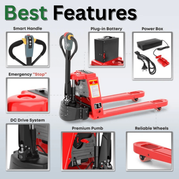 TEXMOVER EPJ33K Full Electric Pallet Jack for Warehouses – 3,300 lb Capacity