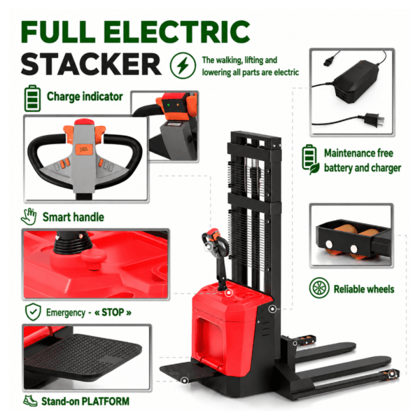 Features US-EPS RS TEXMOVER TX-EPS 98 RS Electric Rider Walkie Stacker – 3,300 lb Capacity