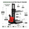 TX-EPS 98 TEXMOVER TX-ESP 98 Electric Walkie Stacker – 3,300 lb Capacity, 98″ Lift Height