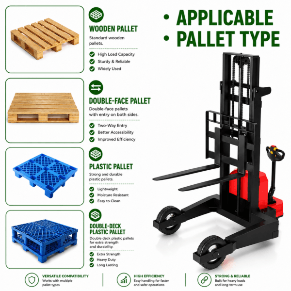 TX-EPS 118 OFR Rough Terrain Electric Stacker – 3,300 lb Capacity