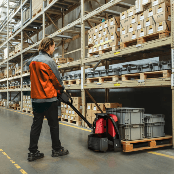 Working Process EPJ33 44K N (1) TEXMOVER EPJ33K N Full Electric Pallet Jack – 3,300 lb Capacity | 24V Lithium